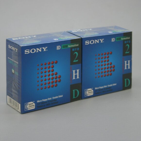 2-10 Packs (20) Sony 3.5" Micro Floppy Disks MFD 2HD IBM Formatted 1.44 MB - NEW